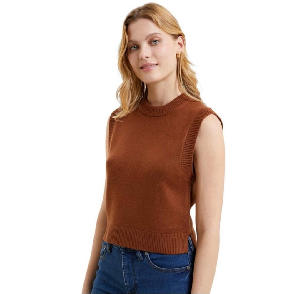 French Connection Sleeveless Sweater Vest In Casablanca Brown Womens XXL NWT